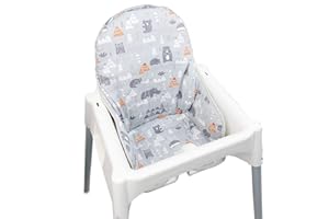 ZARPMA Copri Seggiolone Cotone per Ikea Antilop , Imbottitura in Cotone , Motivo Foresta Pieghevole per Seggiolone Cuscino per Sedia per Bambini (Grigio Foresta)