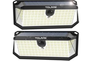 Tolare Lampe Solaire Exterieur, 416 LED Lumière Solaire Extérieure, IP65 Etanche Lampe Solaire avec Détecteur de Mouvement, Éclairage Grand Angle À 270° Lumiere Solaire Exterieur Puissante [ 2 Pack ]