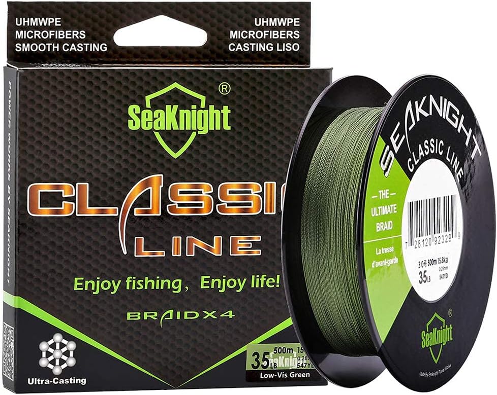 SeaKnight Classic sedal Trenzado Pesca 4 Hilos 300M/500M Liso Linea de Pesca de la Carpa, Pesca en el mar 6-50LB