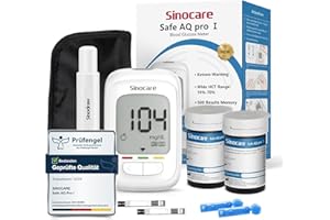 ‎SINOCARE sinocare Blutzuckermessgerät Set, Upgrade Zuckermessgerät mit Teststreifen 50, Starter und Ältestenbedienung Freundlich(Safe AQ pro I Blutzuckermessgeräte Set 50)