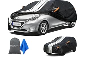Cowtcver Housse de Voiture Extérieur pour 2012-2024 Peugeot 208, Bâche Voiture Étanche Respirante Contre Pluie Soleil Poussière, Housse de Protection Voiture avec Zip et Doublure en Coton.