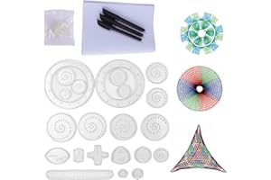 EceoThsy Spiral Designer, 26 Teile Multifunktionales Spiral Designer Set für Kreatives Zeichnen, Farbenfrohe Malschablonen für Kinder und Erwachsene,für Künstler, schablone spirale kreise malen