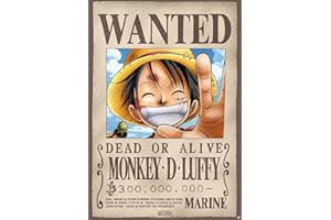 Close Up Poster d'une Piece Wanted Monkey D. Luffy (68cm x 98cm)