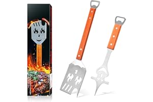 MARUKO Grillzubehör, Erntedankfest，Gebratener Truthahn，8 in 1 Grill Werkzeug Set, 42.5cm Grill Turner, BBQ Geschenke für Männer, Gabel, Säge, Flaschenöffner zum Grillen