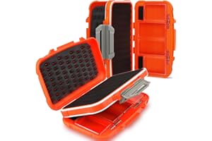 Dovesun Fliegenfischer Boxen, Klein Angelkoffer Handheld Fliegenbox Vier Seiten Wasserdicht Köderbox 18x11x5cm Angelbox für Crappie-Köder | Fliegenfischen Orange