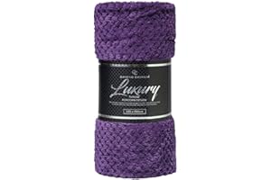 VELVETIO Luxury Waffle Fleece Popcorn Throw, Extra Large Thermal Warm Honeycomb Blanket, Soft & Cosy 100% Polyester Snuggle Sofa Bed Throws, 130 x 150cm, Purple