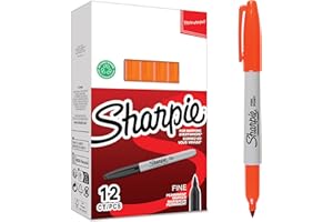 Sharpie - Marker permanentny (z cienką końcówką), opakowanie 12 sztuk, pomarańczowy