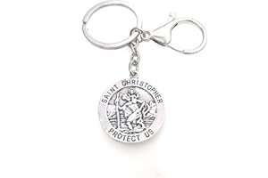 FizzyButton Gifts St Christopher keyring key ring and lobster clasp with silver tone charm