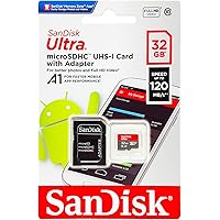 SanDisk Ultra 32 GB microSDHC Memory Card + SD Adapter with A1 App Performance Up to 98 MB/s, Class 10, U1