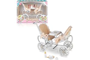 los Barriguitas - Carrito de Gemelos, Set de Juguete con Carro de Paseo para muñecas bebés, con 4 Accesorios incluidos, para niños y niñas Desde 4 años, Famosa (BFG06000)