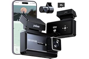 Pelsee P3 4K Dash Cam Front and Rear, Free 64GB SD Card, 4K+1080P Dual Dash Camera for Cars with Wi-Fi, GPS, ADAS, BSD, 3’’ IPS Display Car Camera, APP & Voice Control, Night Vision, 24H Parking Mode