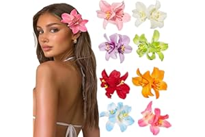 RUIAQER Lot de 8 barrettes à cheveux en forme de fleur avec fleurs d'orchidée, pour fête, mariage, Halloween, carnaval, mascarade, maquillage (fleurs d'orchidée)