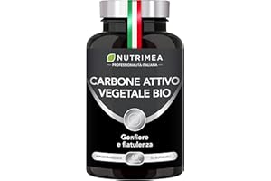 PLASTIMEA Carbone Attivo Vegetale Biologico I Integratore Contro Gonfiore Addominale, Flatulenza e Meteorismo I Allevia i Disturbi Intestinali I 60 capsule
