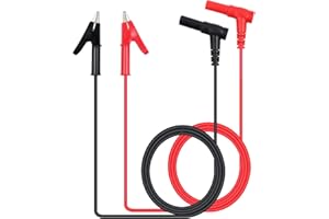 Neoteck Fiche Banane à Pince Alligator Cordon de Mesure Sonde de Test Pinces Crocodile Alligator Clip Câble de Test de Laboratoire avec Banane Plug Ultra Résistant 1m Longue pour Multimètre