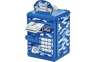 Tevo Digital Money Box For Boys - Electronic Kids Safe With Password - Piggy Bank With Auto-Feed - ATM Cash Savings Box For Kids Age 3 +