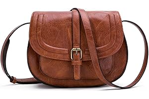 AFKOMST Crossbody Bag for Women Small Satchel and Shoulder Bag Vintage Saddle Handbags Vegan Leather
