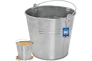 KOTARBAU® Seau 12L Robuste Galvanisé en Acier à Poignée Ergonomique - pour Eau, Jardin, Construction, Déchets de Cuisine, Mortier - Métallique