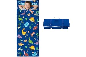 DECALSWEET Kids Sleeping Bag-Pillow,Mat and Blanket Included-Comfy Nap Mat for Toddlers Girls Boys,All-In-One Sleepover Bag for Travel Nursery,Gift for Birthday Christmas