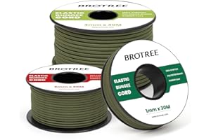 Brotree Corda Elastica Cordoncino Elastico 3mm x 10m Filo Elastico Corda Gomma Corde Elastiche per Fai da te, Artigianato, Braccialetti, Cucito, Perline, Gioielli, Tende e Zaino - Verde Militare
