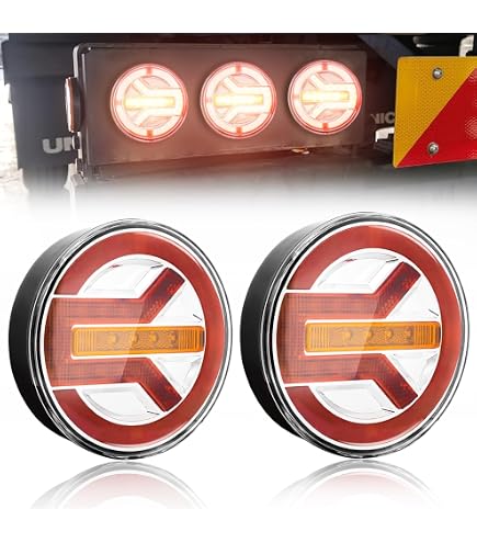 Fanali LED Posteriori Per Rimorchio - 4 Pezzi Rotondi, 24 LED, 12V/24V, Rosso, Con Lunetta Cromata, Impermeabili