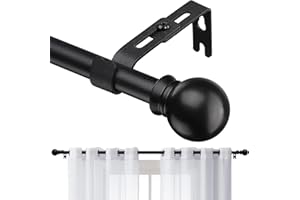 LAIDER HEROS Bastone Tende, 71-121cm Bastoni per Tende con Staffe Regolabili in Diametro 16mm in Acciaio Inossidabile, Aste per Tende Set con Terminale Rotondo per Camera da Letto, Soggiorno, Cucina/Nero Opaco