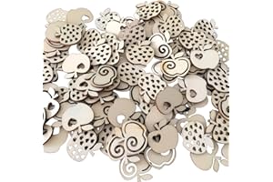 ‎AMOSFUN Amosfun 100 Stücke Apfel Herz Holzscheiben Weihnachten Streudeko Streuteile Schneeflocke Tischdeko Konfetti Holz Weihnachtsschmuck Baumschmuck Weihnachtsbaum Deko (Gemischten Stil)