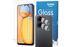 Natbok Folia ochronna na ekran Xiaomi Redmi 13C/Redmi 13 C/Poco C65 z osłoną obiektywu aparatu, pełne pokrycie 9H, przezroczysta folia HD, odporna na zarysowania, bez pęcherzyków powietrza, 2+2 szt