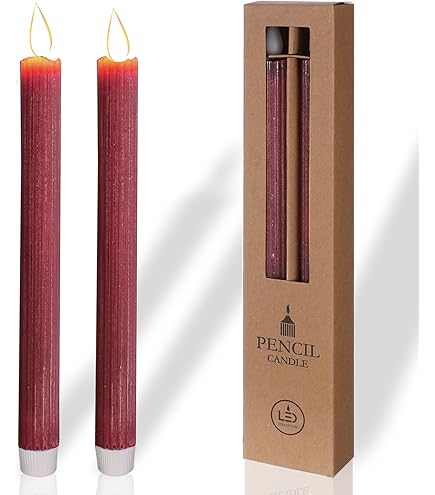 Lot De 8 Bougies LED Avec Minuteur - Pour Intérieur - 6 Heures - En Cire Véritable - Hauteur : 23 Cm - Diamètre : 2,2 Cm - 2 Piles AAA - Nécessite 2 Piles AAA - Noir