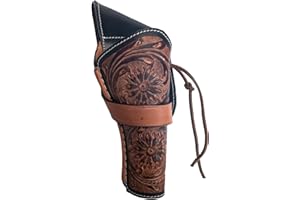 ‎HULARA Hulara Full Grain Buff Leather Cross Draw Holster Gun Holder 22 .38/357 .44/45 Cal Revolver Gun Western Holster Fit 4" to 8" Revolver Holster