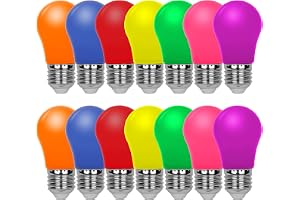 AUAUY 14-Pack Färgade LED-Lampor, 3W A45 Flerfärgade LED-Lampor, Röd Orange Gul Grön Blå Rosa Purpur, Lämplig för Bröllop, So
