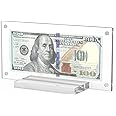 Yncotte Dollar Bill Frame 1 Pack, Dollar Bill Holder Acrylic Money Case Dollar Frame Display Double-Sided Transparent for Collectors Currency Ticket Check Protector
