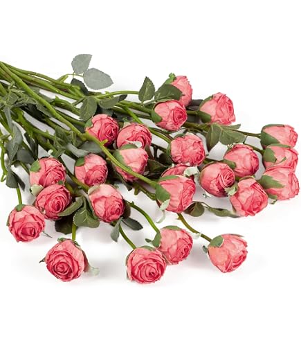 Flojery Künstliche Rosen Langstielig – 10 Stück, Champagner, Für Hochzeit & Deko