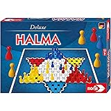 noris 606101266 606101266-Deluxe Halma mit Holzpöppeln, Spieleklassiker, bunt