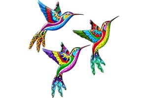 SUNNEKO 3 PCS Large Metal Hummingbird Garden Ornaments Outdoor, Metal Wall Art Big Hummingbird Decorations for Outside Garden Shed Fences Yard Decorations Wall Hanging