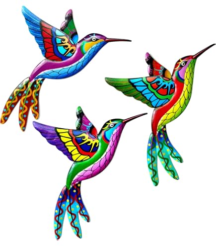 Decorazione Murale Country Living - Colibrì Colorato In Metallo 37x42 Cm