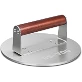 BS-VOG 8.5" Burger Press, 2.54 lbs Weight with Wooden Handle, Smashed Burger in Stainless Steel for Meat, Patty, Steak, Bacon