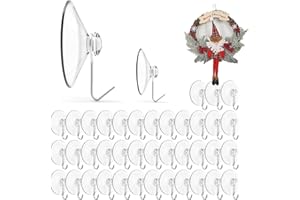 SLshiBo 40 Pezzi Ganci a Ventosa Trasparenti, 40 mm Ganci da Parete con Ventosa di Aspirazione, Ventose Piccole con Gancio per Vetro Trasparenti per Vetro e Piastrelle