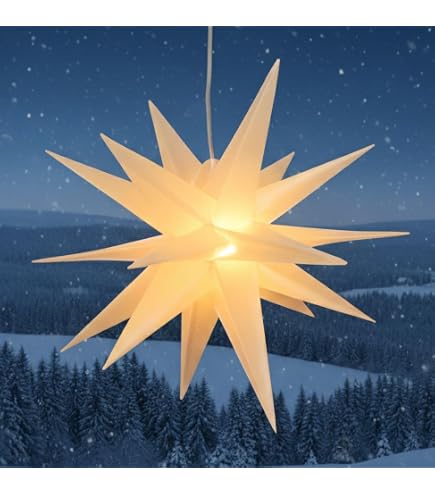 Steinfigurenwelt LED WEIHNACHTSSTERN 3D XXL 80 Cm – Faltbar, Wetterfest Für Außen/innen, Inkl. Kabel & Leuchtmittel