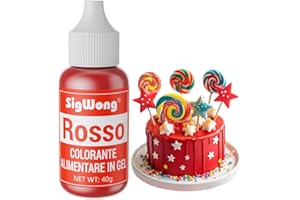 SIGWONG Colorante Alimentare Gel, 40g Coloranti Alimentari Concentrato per La Decorazioni Torte Commestibili, Pennarelli Alimentari per Dolci Fondente, Slime e Mestieri, Panificazione-Rosso