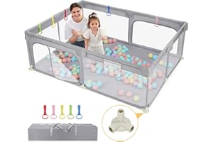 Dripex Parc Bébé en Tissu Oxford 300D Maille Respirante - 5 Anneaux de Jeu 150 x 200 cm Gris