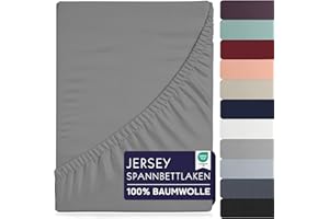 BRB Home Spannbettlaken 140x200cm - Spannbetttuch für Dicke Matratzen bis zu 27 cm 100% Baumwolle Oeko-TEX Zertifiziert Bettlaken Jersey Bettware Bettbezug für Boxspringbett (Hellgrau - 140x200)