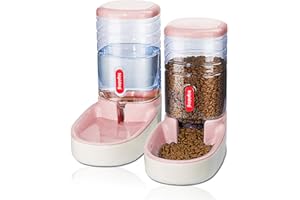 HIPIDOG Alimentador automático para Mascotas pequeñas y Medianas Mascotas, Juego de comedero automático y riego de 3,8 L (Pink)