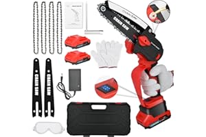 NUZEKY Mini Chainsaw Cordless: Handheld Electric Chainsaw 6-inch with Battery & Charger - Portable Battery Chain Saw for Wood Tree Branch Cutting Pruning - 2023 Upgraded Mini Chainsaws