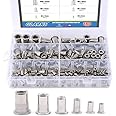 Glarks 180Pcs 304 Stainless Steel Flat Head Threaded Rivetnut Insert Nutsert Rivet Nut Assortment Kit - M3 M4 M5 M6 M8 M10