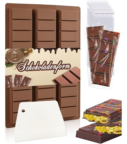 Silikon Schokoladenform Dubai – 3-teilig, Quadratisch, Mit Schaber & Beuteln, Lebensmittelecht