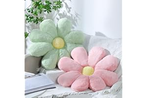 NAMALU 2 Cuscini a Fiori di Margherita da 19,7 Pollici Cuscino di Fiori da Pavimento Cuscini Decorativi di Peluche da Pavimento Cuscini Simpatici da Divano Camera da Letto (Rosa, Verde Chiaro)
