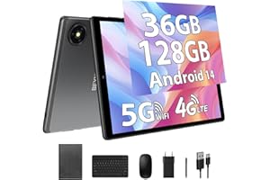 BEYNIVAN Tablet 10 Pollici con 4G LTE e 5G WiFi,Android 14 Tablet in offerta con sim,36GB RAM 128GB ROM,8000mAh,1920x1200 incell,volto ID,tab con Tastiera e Mouse + custodia,Nero