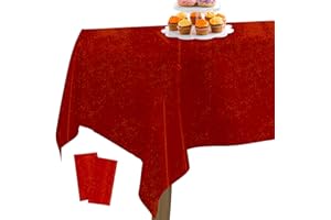 ‎PARTYWOO PartyWoo Folientischdecke Rot, 2 STÜCK Irisierende Tischdecke mit Punkten, 137 x 274 cm/ 54 x 108 Zoll Rechteckige Tischdecke Abwaschbar für 6 bis 8 Fuß Tisch, Tischdecke für Geburtstag, Hochzeit