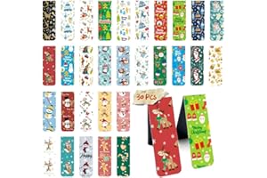 30 Pièces Marque-Pages Magnétiques de Noël, NDLT Mignon Aimant Page Clips Marque-Page Avec Père Noël Bonhomme de Neige Renne Motif d'Arbre de Noël pour Femmes Hommes Enfants Amoureux des Livres