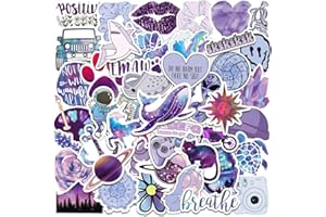FOCRI 50 Adesivi Viola Estetici - Simpatici per Bottiglie d'Acqua, Laptop, Telefono, Bagagli - Vinile Impermeabile VSCO - Divertenti per Bambini, Adolescenti, Ragazze, Adulti
